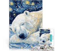 1000 Piece Jigsaw Puzzles for Adults Polar Bear Starry Night Difficult Hard Fun at Home Activities, Birthday Present,Travel Gifts, 26x38cm