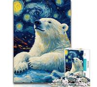 1000 Piece Jigsaw Puzzles for Adults Polar Bear Under The Night Sky,Educational Family Game Wall Decoration Unique Birthday And Xmas Gifts (75x50cm)