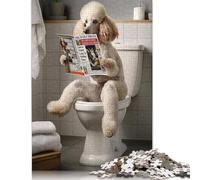 1000 Piece Jigsaw Puzzles for Adults Poodle on The Toilet Jigsaw Puzzles for Adults, Wooden Puzzles Educational Stress Relief Toy Puzzle 1000pcs (75x50cm)