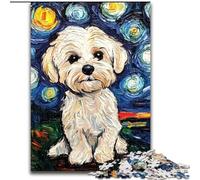 1000 Piece Jigsaw Puzzles for Adults Poodle Under The Night Sky Puzzles 1000 Pieces for Adults Christmas Halloween Mother's Day New Year Easter Gift (Size 26x38cm)