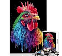 1000 Piece Jigsaw Puzzles for Adults Pop Art Rainbow Rhode Island Red Rooster Home Decoration Toys Birthday Gifts Relaxing Games Decompressing Intellectual Size 38x26cm