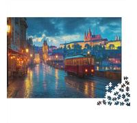1000 Piece Jigsaw Puzzles for Adults Prague, Czech Republic at Dusk Jigsaw Puzzle Charles Bridge Wood Puzzle Challenging Game And Family Play Home Decoration Multi Colour 1000pcs (75x50cm)