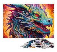 1000 Piece Jigsaw Puzzles for Adults Psychedelic Art Dragon Jigsaw Puzzles for Adults Perfect for Halloween, Christmas, Birthday Gift 50x75CM/19.68x29.52inch