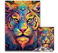 1000 Piece Jigsaw Puzzles for Adults Psychedelic Art Tiger Wooden Puzzles High-Difficulty Brain Teaser for Teenagers 50x75CM/19.68x29.52inch
