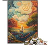 1000 Piece Jigsaw Puzzles for Adults Psychedelic Boat Jigsaw DIY Decoration, Brain Challenge, for Adult, Family, (size 50x75cm)