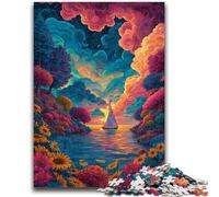 1000 Piece Jigsaw Puzzles for Adults Psychedelic Boat Learning Educational Toys Unique Home Decor And Gifts for 14+ 26x38cm