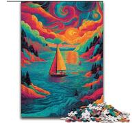 1000 Piece Jigsaw Puzzles for Adults Psychedelic Boat Puzzle Adult Game Gift Family Interactive Game Brain Challenge Gift (size 26x38cm)