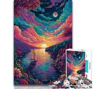 1000 Piece Jigsaw Puzzles for Adults Psychedelic Boat Teenager Jigsaw,Learning Educational Toys Family Games Unique Birthday And Gifts (size 38x26cm)