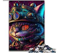 1000 Piece Jigsaw Puzzles for Adults Psychedelic Cat Warrior Puzzles for Adults size 50x75cm for Home Decor & Holiday Fun