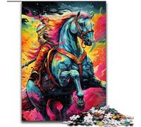 1000 Piece Jigsaw Puzzles for Adults Psychedelic Colored Horses Jigsaw Made of wood, Develops Hand-Eye Coordination Skills, Perfect for Birthday Gifts 1000pcs(50x75cm)