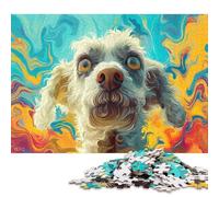1000 Piece Jigsaw Puzzles for Adults Psychedelic Dog Portrait Jigsaw Puzzle Children Wooden Puzzles Family Entertainment Toys 1000pcs (75x50cm)