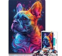 1000 Piece Jigsaw Puzzles for Adults Psychedelic French Bulldog Teenager Jigsaw,Birthday Present, Gifts, Wall Art for Age 14 Years Up 50x75cm