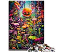1000 Piece Jigsaw Puzzles for Adults Psychedelic Mushroom Skull Staycation Kill Time with Fully Interlocking Randomly Shaped Pieces 50x75cm
