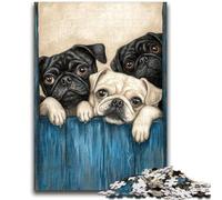 1000 Piece Jigsaw Puzzles for Adults Pug 1000 Piece Jigsaw,Staycation Kill Time with Fully Interlocking Randomly Shaped Pieces (26x38cm)