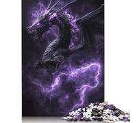1000 Piece Jigsaw Puzzles for Adults Purple Lightning Dragon Jigsaw Puzzles for Adults, Wooden Puzzles Educational Stress Relief Toy Puzzle 1000pcs (75x50cm)