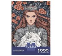1000 Piece Jigsaw Puzzles for Adults Queen with Wolf And Floral Background Puzzle for Adults Anti-Stress Toys But Fun And Humorous Birthday And Unique Gifts 38x26cm/1000pcs