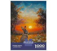 1000 Piece Jigsaw Puzzles for Adults Rabbit at Sunset Meadow Adult Jigsaw Puzzle Toy Wall Decor Wall Decoration Unique Gifts for Birthday And Christmas 38x26cm/1000pcs