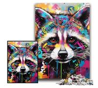 1000 Piece Jigsaw Puzzles for Adults Raccoon Graffiti cardboard Puzzles Size 26x38cm for Family And Friends, Suitable for Ages 14+