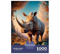 1000 Piece Jigsaw Puzzles for Adults Radiant Rhinoceros Adult Jigsaw Puzzle Toy Wall Decor Wall Decoration Unique Gifts for Birthday And Christmas 38x26cm/1000pcs