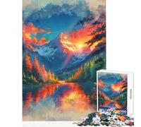 1000 Piece Jigsaw Puzzles for Adults Radiant Serenity︰ Sunset Over The Alpine Mirror Impossible Game Hand Speed Race Anti-Stress Toys Unique Gifts for Birthday And Christmas (50x75cm)