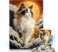 1000 Piece Jigsaw Puzzles for Adults Ragdoll Cat in the Waves Präzisionsschnitt Wunschliste mit dem Weihnachtsmann52x38cm