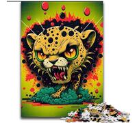 1000 Piece Jigsaw Puzzles for Adults Raging Leopard Wooden Puzzles Family Fun Craft, Perfect for Birthdays, Holidays Size 50X75CM