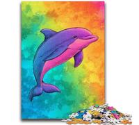 1000 Piece Jigsaw Puzzles for Adults Rainbow Dolphin 1000 Pieces for Teenagers,Educational Games Home Decoration Birthday Present, Gifts, Wall Art (38x26cm)