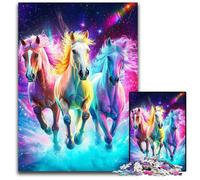1000 Piece Jigsaw Puzzles for Adults Rainbow Horse Cardboard Jigsaw Puzzles Interactive Family Game, Suitable for Ages 14+ 26X38CM