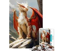 1000 Piece Jigsaw Puzzles for Adults Red Dragon on A Rock Fun at Home Activities, Home Art Decor Brain Teaser Game for And from 14 Years And over (50x75cm)