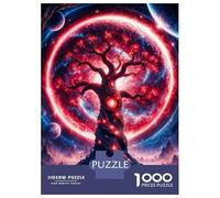 1000 Piece Jigsaw Puzzles for Adults Red Fantasy Space Tree Puzzle for Adults Anti-Stress Toys Presents for Women Parent-child Interaction 52x38cm/1000pcs