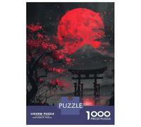 1000 Piece Jigsaw Puzzles for Adults Red Moon Torii Gate Fuji Puzzle for Adults Anti-Stress Toys But Fun And Humorous Birthday And Unique Gifts 52x38cm/1000pcs