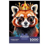 1000 Piece Jigsaw Puzzles for Adults Red Panda King with Glasses Adult Puzzles Family Game Presents for Women Birthday And Unique Gifts 38x26cm/1000pcs