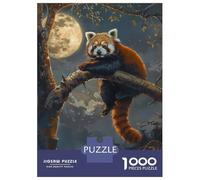 1000 Piece Jigsaw Puzzles for Adults Red Panda Moon Tree Night Puzzles for Adults Relaxing Games A Work of Art Difficult And Challenge 70x50cm/1000pcs