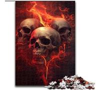 1000 Piece Jigsaw Puzzles for Adults Red Skull, Family Game Stress Reliever Difficult Challenge A Work of Art for Ages 14+ (Size 26x38cm)