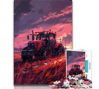 1000 Piece Jigsaw Puzzles for Adults Red Tractor Puzzles for Adults,with Matching Poster And Trivia Sheet for Ages 14+ (size 38x26cm)