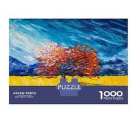 1000 Piece Jigsaw Puzzles for Adults Red Tree in A Yellow Field Puzzles for Adults Relaxing Games A Work of Art Difficult And Challenge 38x26cm/1000pcs