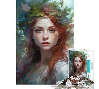 1000 Piece Jigsaw Puzzles for Adults Redhead with Floral Crown Fun at Home Activities, Home Art Decor Brain Teaser Game for And from 14 Years And over (38x52cm)