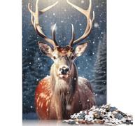1000 Piece Jigsaw Puzzles for Adults Reindeer Christmas Animals Jigsaw Puzzles for Adults, Wooden Puzzles Educational Stress Relief Toy Puzzle 1000pcs (75x50cm)