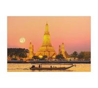 1000 Piece Jigsaw Puzzles for Adults，Rising Moon at Wat Arun in Bangkok，Classic Puzzle Difficult Puzzle Fun Creative DIY Toys Gifts for Girls And Boys, Family Games（75x50cm）-AI62