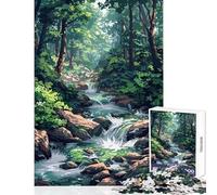 1000 Piece Jigsaw Puzzles for Adults River Forest Pixel Art Cozy Fun Family Time at Home Great Christmas Surprise Gifts Choice (38x26cm)