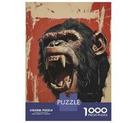 1000 Piece Jigsaw Puzzles for Adults Roaring Chimpanzee Portrait Adult Puzzles Hands-on Game Stress Reliever Difficult And Challenge 38x26cm/1000pcs