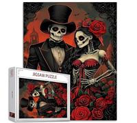 1000 Piece Jigsaw Puzzles for Adults Romantic Skeleton Couple Painting Jigsaw Puzzle Sugar Skull Girl 1000 Pieces Puzzles Game Skullman Wall Decor DIY Craft Puzzle Art Human Organ Gift