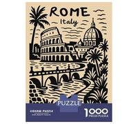 1000 Piece Jigsaw Puzzles for Adults Rome Italy Landmark Illustration Jigsaws for Adults Brain Teaser Game Stress Reliever for Is Ideal As A Gift 52x38cm/1000pcs