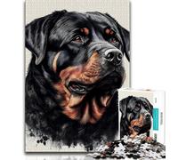 1000 Piece Jigsaw Puzzles for Adults Rottweiler Drawing Dog 1000 Piece Jigsaw,Fun Activity for Home, Rainy Days Toys, Birthday Gifts 26x38cm