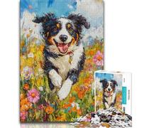 1000 Piece Jigsaw Puzzles for Adults Running Border Collie 1000 Pieces for Teenagers,family Fun Games Is Ideal As A Gift for The Whole Family (size 75x50cm)