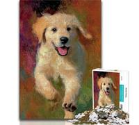 1000 Piece Jigsaw Puzzles for Adults Running Golden Retriever Baby Puzzles for Adults,Fun Present & Activity for Home,Toy for Rainy Days 38x26cm