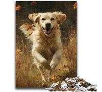1000 Piece Jigsaw Puzzles for Adults Running Golden Retriever Teenager Jigsaw,Birthday Present, Gifts, Wall Art for Age 14 Years Up (50x75cm)