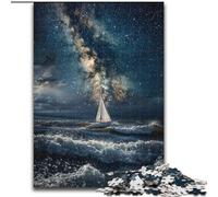 1000 Piece Jigsaw Puzzles for Adults Sailboat on The Sea Under The Galaxy Puzzle Family Interactive Game, DIY Home Decor Brain Challenge Gift (size 26x38cm)