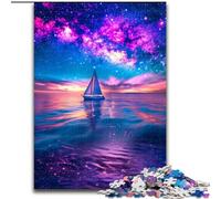 1000 Piece Jigsaw Puzzles for Adults Sailboat on The Sea Under The Galaxy Puzzle Perfect for Teenagers, Family Bonding, Brain Teaser & DIY Home Decor Gift (size 50x75cm)