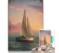 1000 Piece Jigsaw Puzzles for Adults Sailboat Sailing The Ocean 1000 Piece Puzzle,is Ideal As Gifts for The Whole Family Suitable for And 14 38x26cm